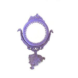 Antique Victorian Ornate Swivel Cast Iron Mirror Stand Frame No Mirror Lavender